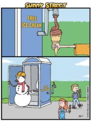 Snowman poops free ice cream