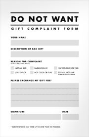 Do not want gift complaint form