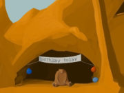 Sad bear birthday cave