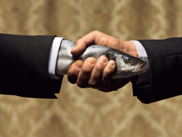 Fishy hand shake