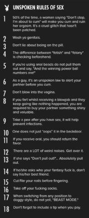 Unspoken rules of sex