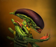 Salad, alien made out of vegetables