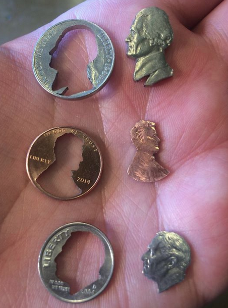 Cut out coin busts