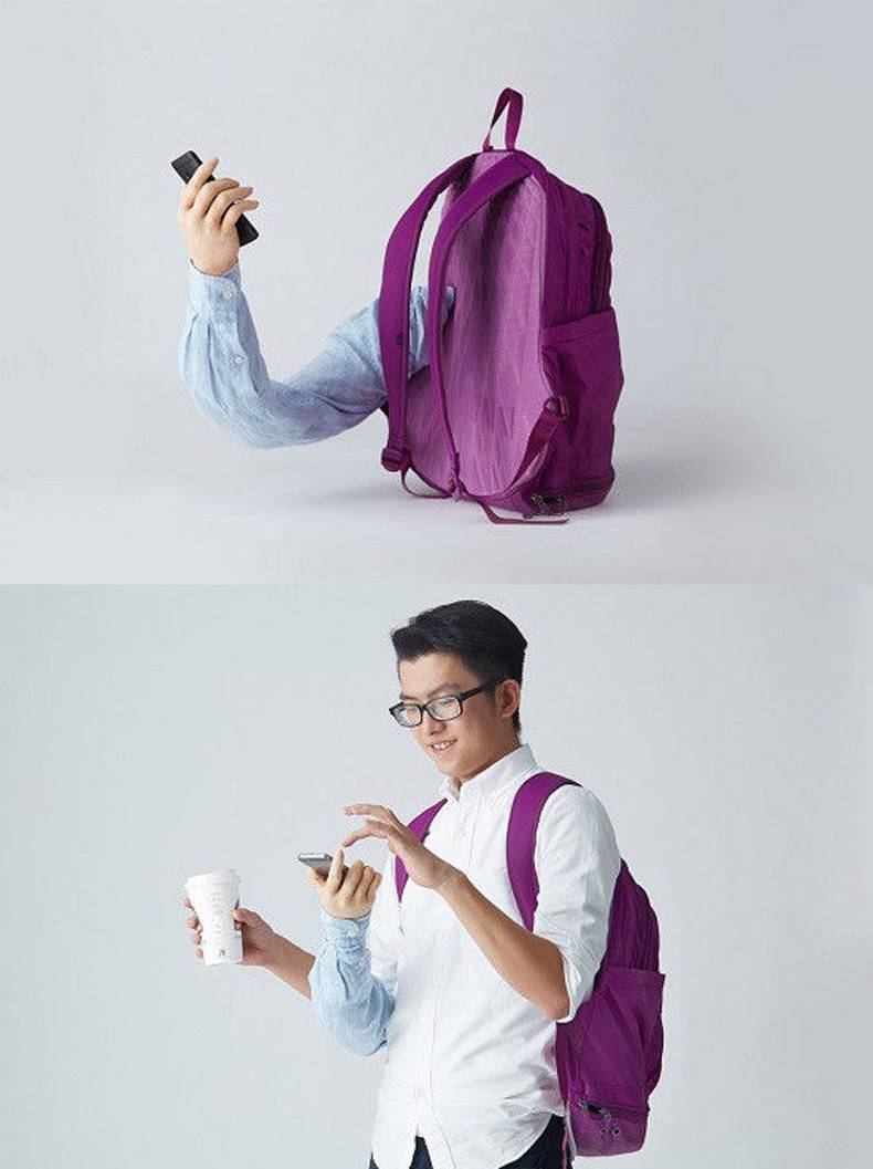 Phone holding backpack