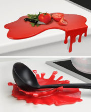 Splash-shaped spoon rest and cutting board