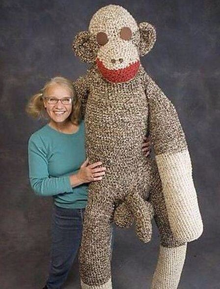 Human sized stuffed monkey doll with huge dong