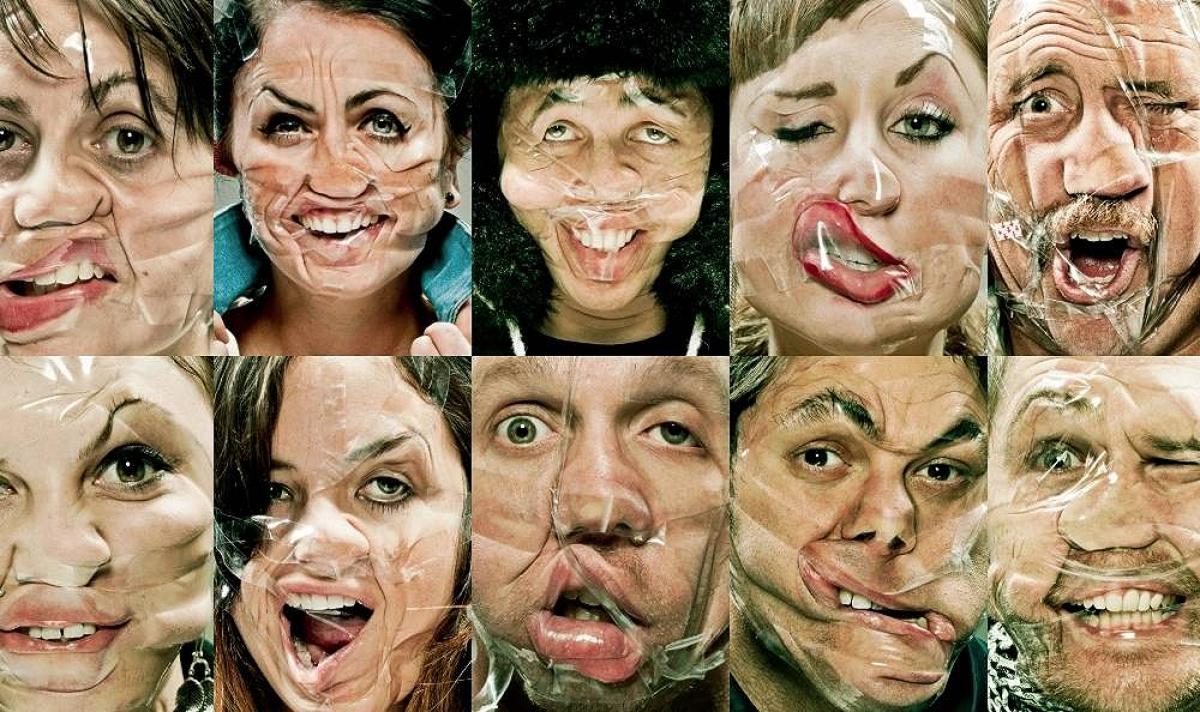 Wes Naman’s portraits of friends with Scotch Tape distorting their faces