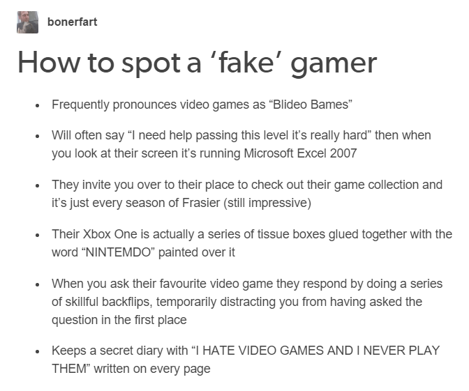 How to spot a fake gamer