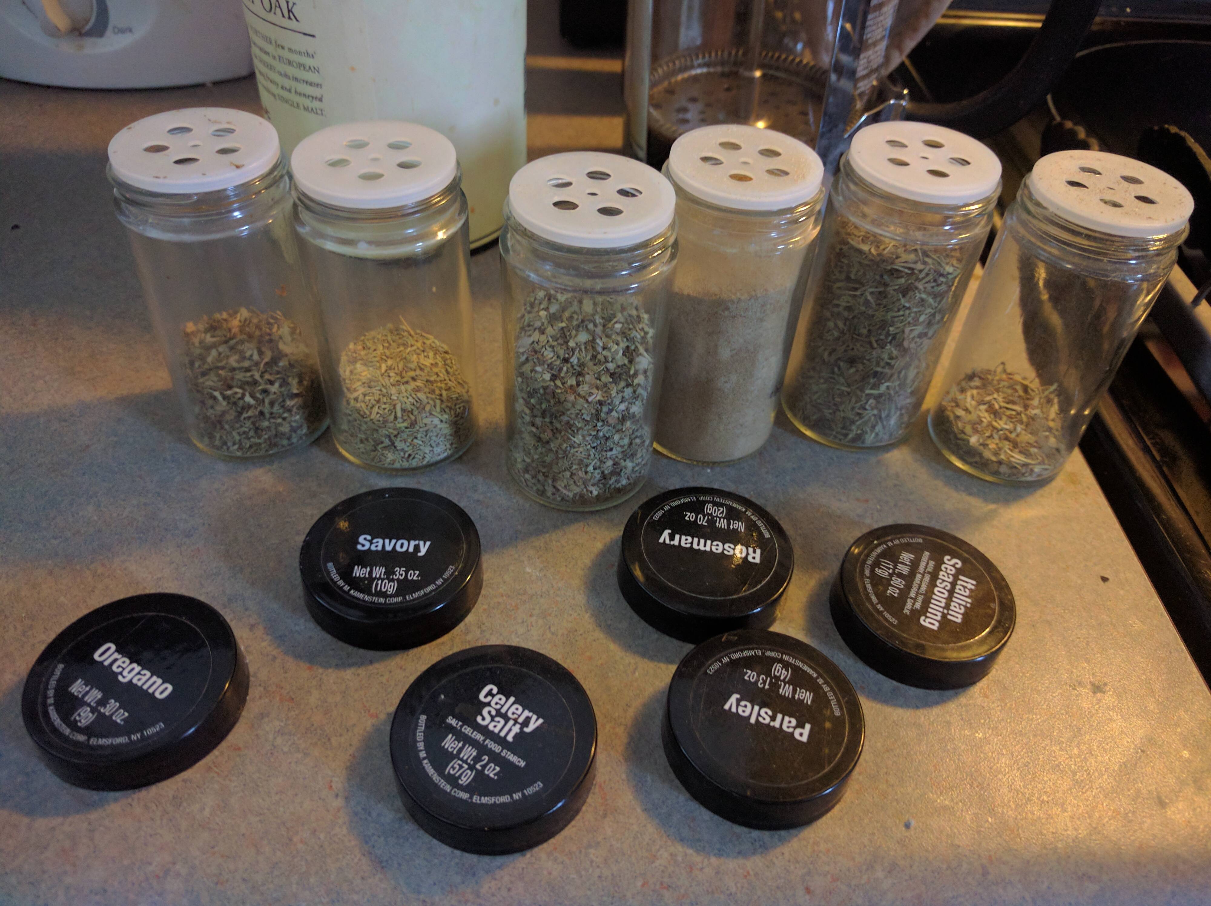 Pro tip – When cooking, don’t remove all the spice lids at the same time.