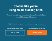 You’re using an ad-blocker, bitch!