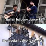 Italian balcony concert VS. Norwegian balcony concert