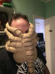 Protect yourself with crochet alien face hugger mask