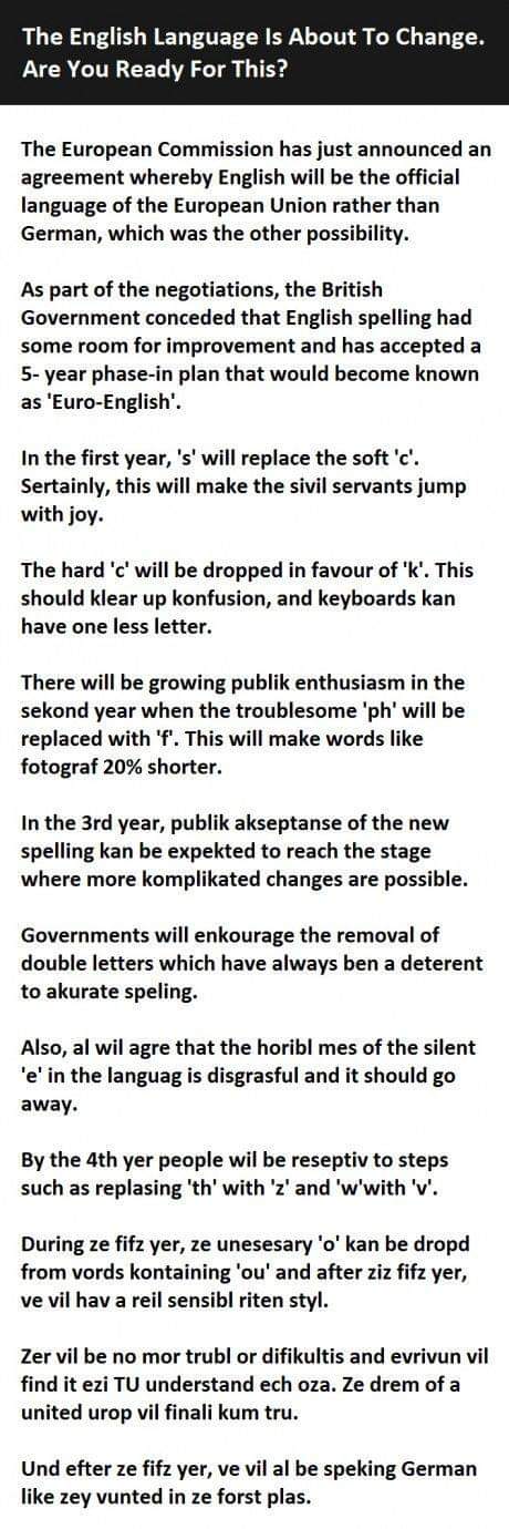The English Language is about to change