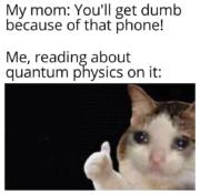 Reading about quantum physics on phone