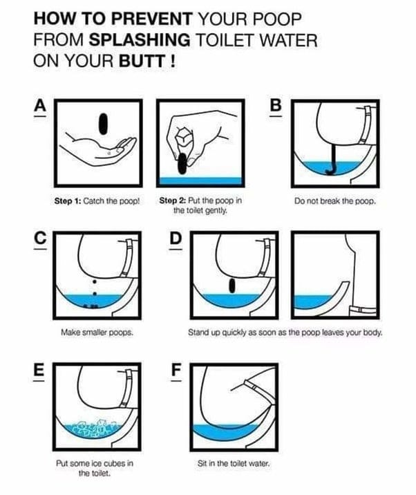 How to prevent splashing toilet water on your butt