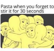 Pasta when you forget to stir it for 30 seconds