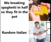 Breaking spaghetti in half