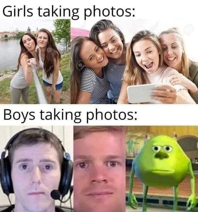 How girls vs boys taking photos