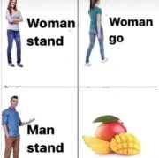 Woman stand, woman go, man stand, man..