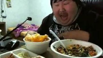 Fat Asian Guy Loves His Food